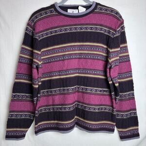 NWT Vintage 90s Cape Cod Knit Striped Sweater Medium Purple Pink Made in USA